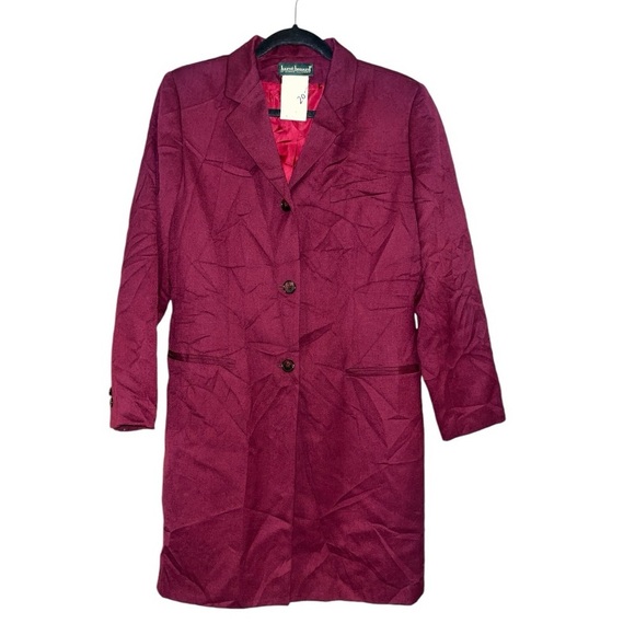 Harve Bernard long wool coat women’s size 12 maroon lightweight old money - Picture 1 of 8